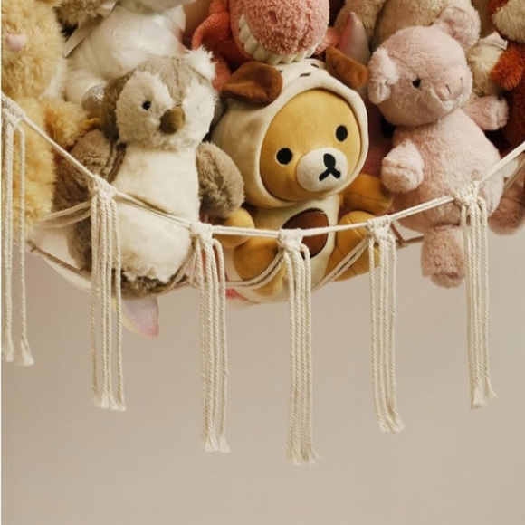 Macrame Wall Hammock Wall Art Storage Hammock Beige/Natural - Picture 7 of 7